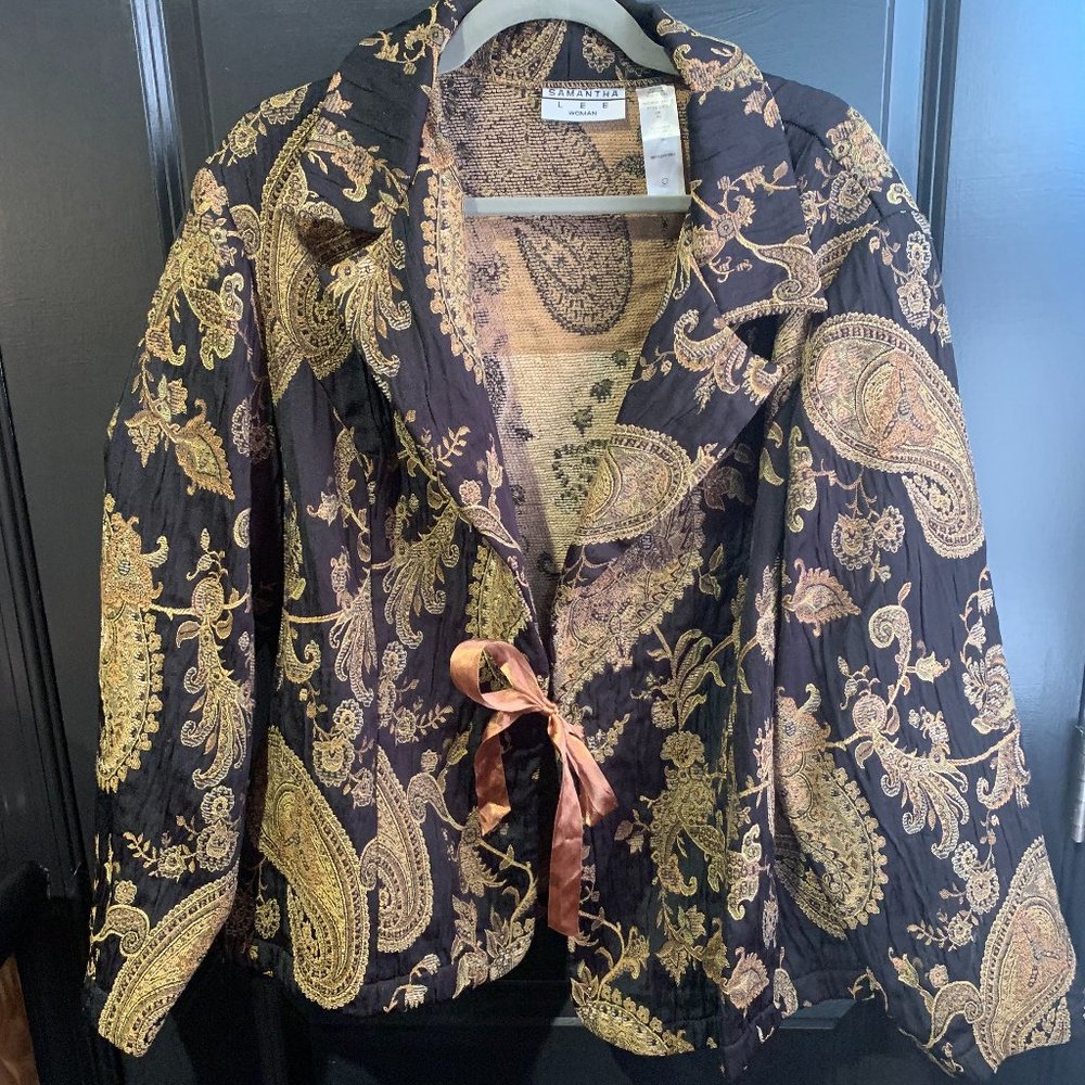 Samantha Lee Black & Gold Plus Tapestry Blazer